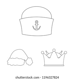 Isolated object of headgear and cap logo. Collection of headgear and accessory stock symbol for web.