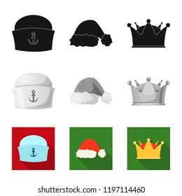 Isolated object of headgear and cap logo. Set of headgear and accessory stock symbol for web.