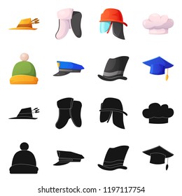 Isolated object of headgear and cap logo. Set of headgear and accessory vector icon for stock.