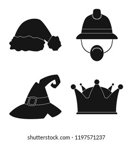 Isolated object of headgear and cap logo. Set of headgear and accessory stock vector illustration.