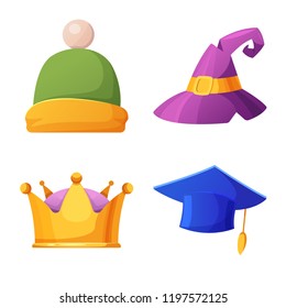 Isolated object of headgear and cap logo. Set of headgear and accessory stock symbol for web.