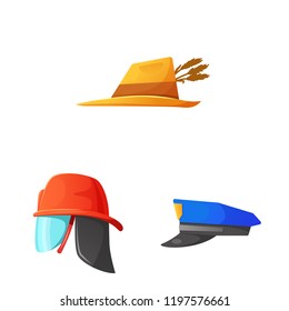 Isolated object of headgear and cap logo. Collection of headgear and accessory stock symbol for web.