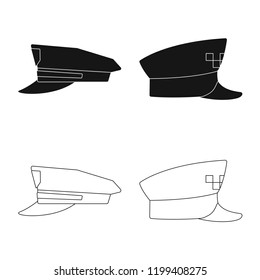 Isolated object of headgear and cap logo. Collection of headgear and accessory vector icon for stock.