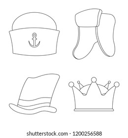 Isolated object of headgear and cap logo. Collection of headgear and accessory stock symbol for web.