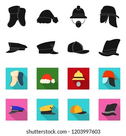 Isolated object of headgear and cap logo. Set of headgear and accessory stock symbol for web.