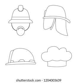 Isolated object of headgear and cap logo. Set of headgear and accessory stock symbol for web.