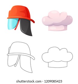 Isolated object of headgear and cap logo. Collection of headgear and headwear stock vector illustration.