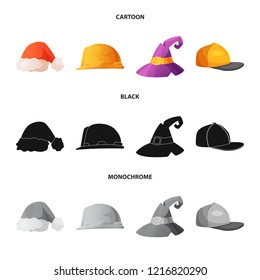 Isolated object of headgear and cap logo. Set of headgear and accessory stock symbol for web.