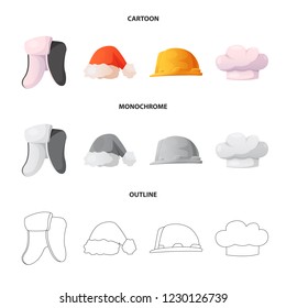Isolated object of headgear and cap logo. Collection of headgear and accessory stock symbol for web.