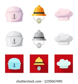 Isolated object of headgear and cap logo. Collection of headgear and accessory vector icon for stock.
