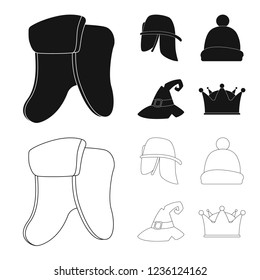 Isolated object of headgear and cap logo. Set of headgear and headwear vector icon for stock.