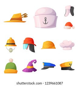 Isolated object of headgear and cap logo. Collection of headgear and accessory stock symbol for web.