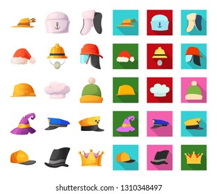 Isolated object of headgear and cap logo. Set of headgear and headwear vector icon for stock.