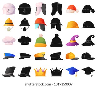 Isolated object of headgear and cap logo. Set of headgear and headwear vector icon for stock.