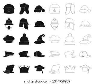 Isolated object of headgear and cap logo. Set of headgear and headwear vector icon for stock.