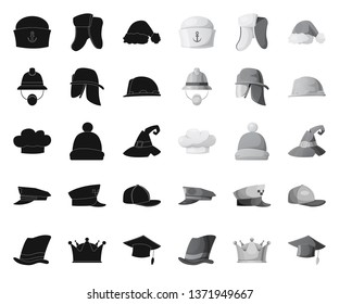 Isolated object of headgear and cap logo. Set of headgear and headwear vector icon for stock.