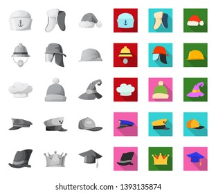 Isolated object of headgear and cap logo. Set of headgear and headwear vector icon for stock.
