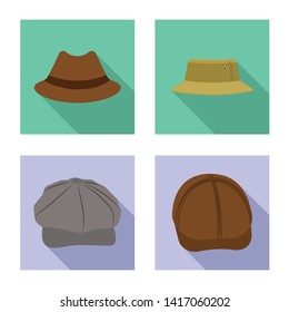 Isolated object of headgear and cap logo. Set of headgear and accessory stock vector illustration.