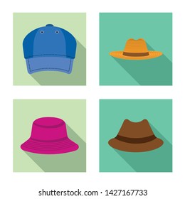Isolated object of headgear and cap logo. Collection of headgear and accessory vector icon for stock.