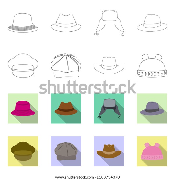 Isolated object of headgear and cap\
logo. Set of headgear and accessory stock symbol for\
web.