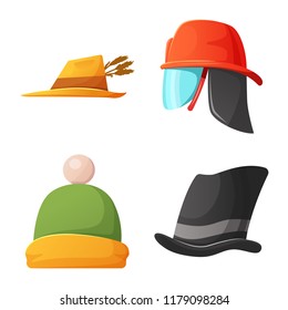 Isolated object of headgear and cap sign. Collection of headgear and accessory vector icon for stock.