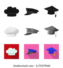 Isolated object of headgear and cap sign. Set of headgear and accessory stock symbol for web.