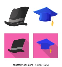 Isolated object of headgear and cap sign. Set of headgear and accessory stock vector illustration.