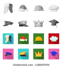 Isolated object of headgear and cap sign. Collection of headgear and accessory vector icon for stock.