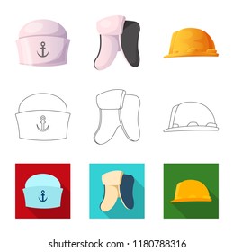 Isolated object of headgear and cap sign. Collection of headgear and accessory stock symbol for web.