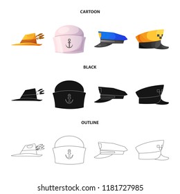 Isolated object of headgear and cap sign. Set of headgear and accessory vector icon for stock.