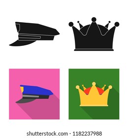 Isolated object of headgear and cap sign. Set of headgear and accessory stock symbol for web.