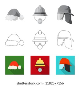 Isolated object of headgear and cap sign. Collection of headgear and accessory vector icon for stock.