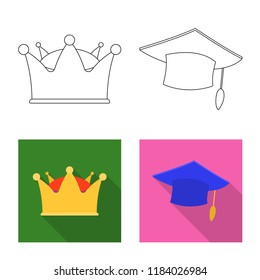 Isolated object of headgear and cap sign. Collection of headgear and accessory vector icon for stock.