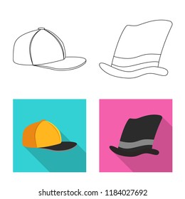 Isolated object of headgear and cap sign. Set of headgear and accessory stock vector illustration.