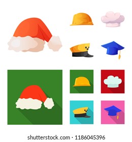 Isolated object of headgear and cap sign. Set of headgear and accessory stock vector illustration.