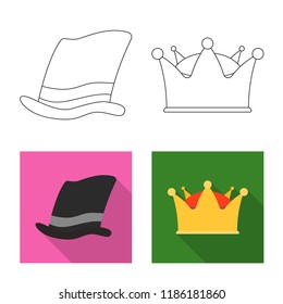 Isolated object of headgear and cap sign. Set of headgear and accessory vector icon for stock.