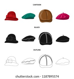 Isolated object of headgear and cap sign. Collection of headgear and accessory vector icon for stock.