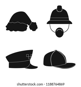 Isolated object of headgear and cap sign. Set of headgear and accessory stock symbol for web.