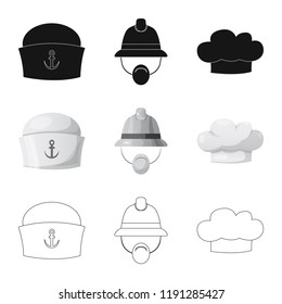 Isolated object of headgear and cap sign. Collection of headgear and accessory stock symbol for web.