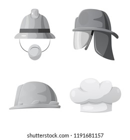 Isolated object of headgear and cap sign. Set of headgear and accessory stock symbol for web.