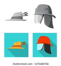 Isolated object of headgear and cap sign. Set of headgear and accessory vector icon for stock.