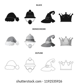 Isolated object of headgear and cap sign. Set of headgear and accessory stock symbol for web.