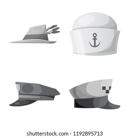 Isolated object of headgear and cap sign. Collection of headgear and accessory vector icon for stock.
