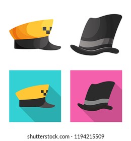 Isolated object of headgear and cap sign. Collection of headgear and accessory stock symbol for web.