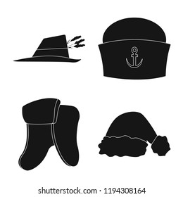 Isolated object of headgear and cap sign. Set of headgear and accessory stock vector illustration.