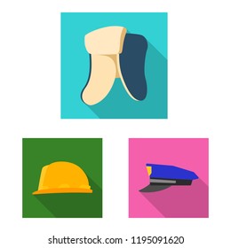 Isolated object of headgear and cap sign. Collection of headgear and accessory stock vector illustration.