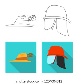 Isolated object of headgear and cap sign. Set of headgear and accessory stock vector illustration.