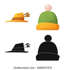 Isolated object of headgear and cap sign. Collection of headgear and headwear stock vector illustration.