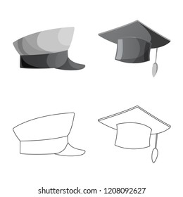Isolated object of headgear and cap sign. Set of headgear and headwear vector icon for stock.