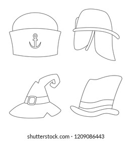 Isolated object of headgear and cap sign. Set of headgear and headwear vector icon for stock.